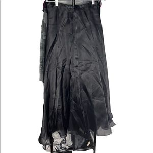 Black Aline sheet and satin midi length skirt Dana Bachman